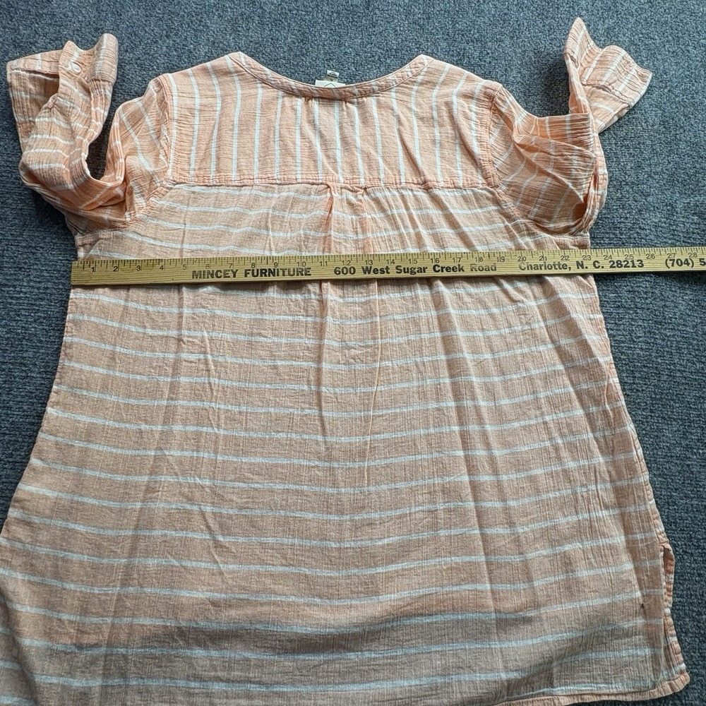 St. John's Bay Popover Tunic Women's XL Peach Stripe Cottagecore Sheer Coastal‎ - Picture 10 of 14
